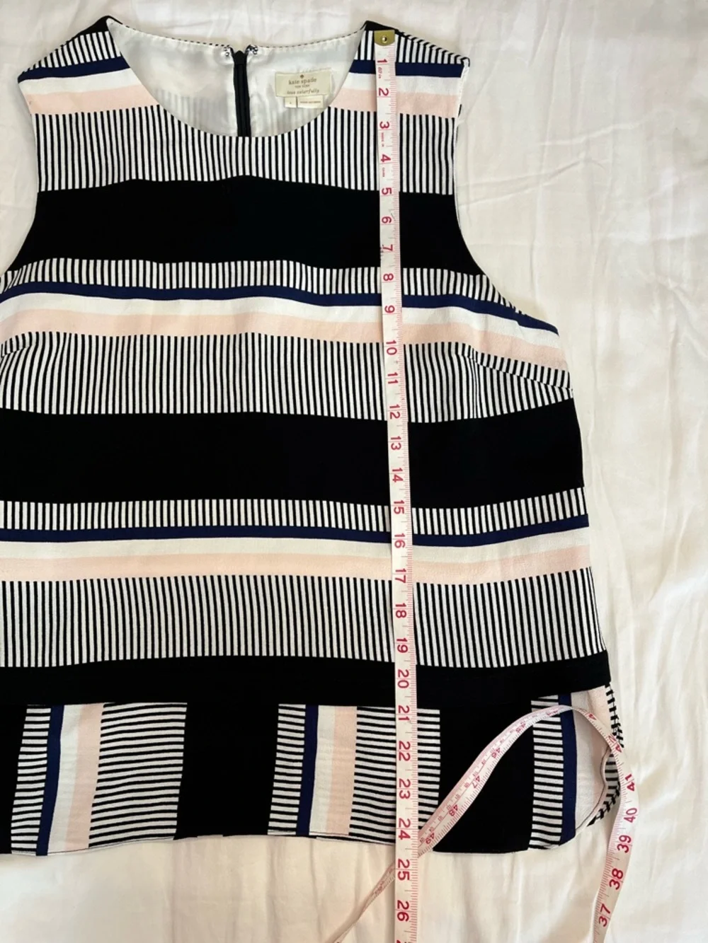 Kate Spade Striped Sleeveless Top in Black, Pink, Navy Women’s Large